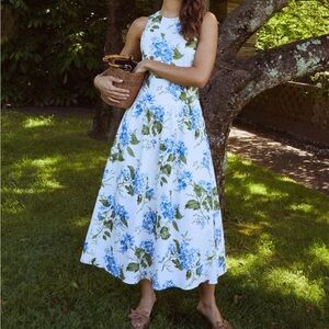 Few Moda o.p.t. Lisette Linen Hydrangea Midi Dress Size 8